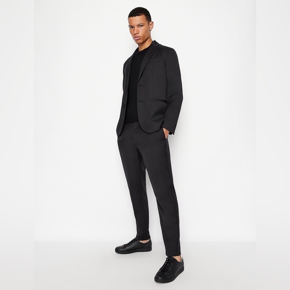 Armani Exchange CREW NECK WOOL SWEATER Black Navy - Picture 2 of 12